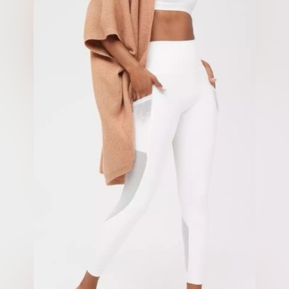 aerie Pants - Aerie Offline Goals 7/8 Legging White Mesh Details High Waist Medium